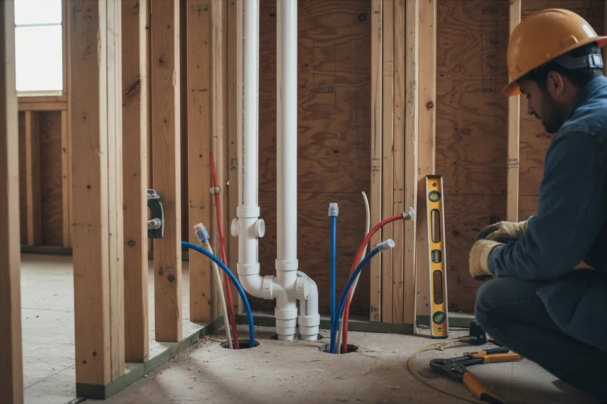 Drain and supply rough-in during Drain Cleaning in Princeton